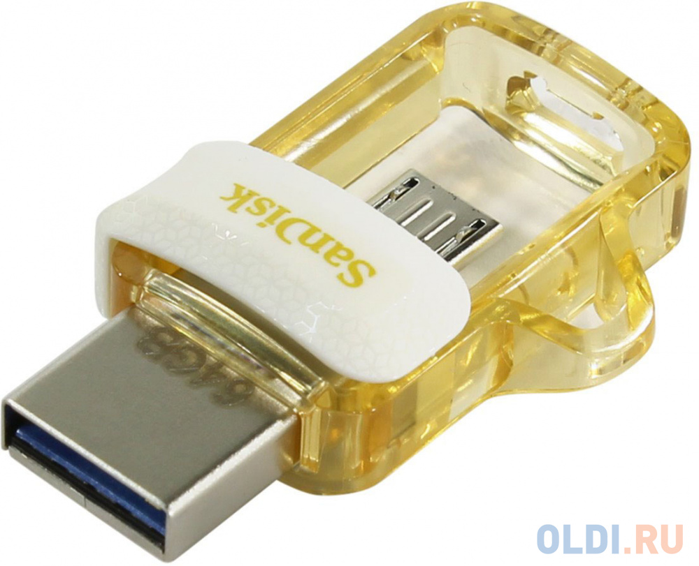 Флешка USB 64Gb SanDisk Ultra Dual SDDD3-064G-G46GW белый золотистый