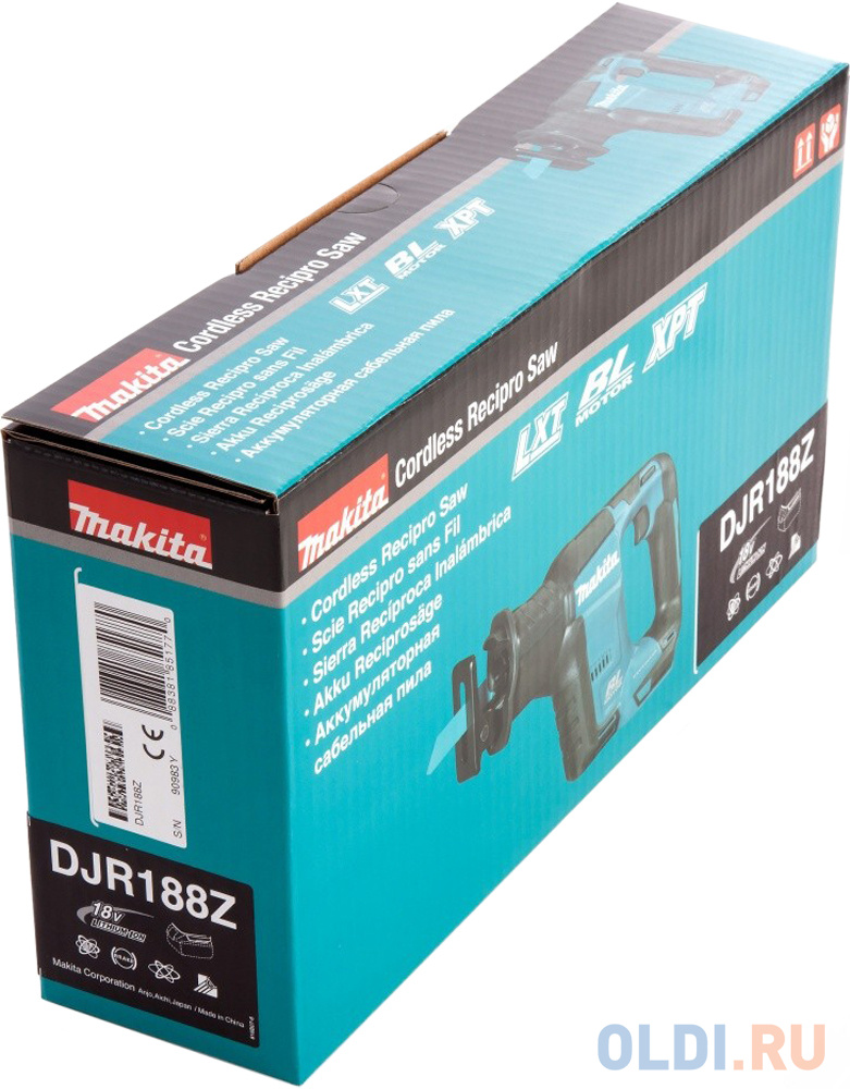 Пила сабельная MAKITA DJR188Z  18В, Li-ion, 0-3000об\\м, ход-20мм, рез-255мм