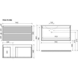 Тумба под раковину Sancos Folk 100х45 левая, Grey soft (FL100LGS) в Москвe