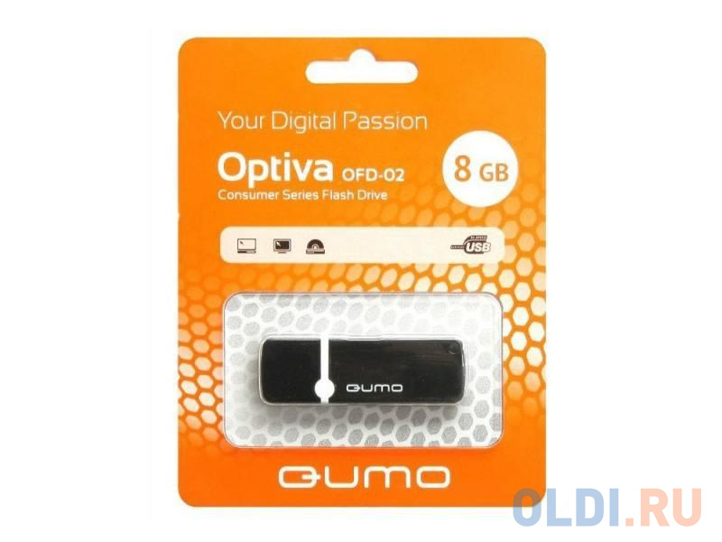 Флешка USB 8Gb QUMO Optiva 02 USB2.0 черный QM8GUD-OP2-black
