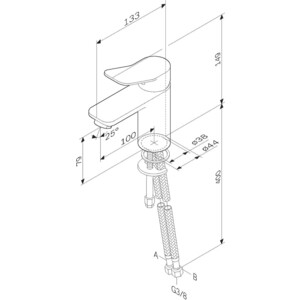 Смеситель для раковины Am.Pm X-Joy с донным клапаном, черный (F85A02122, LM8500BL) в Москвe