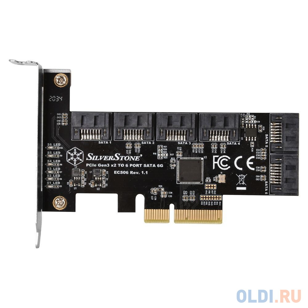 Контроллер Silverstone G46ECS060000010 6 Ports SATA Gen3 (6Gbps) Non-RAID PCI Express Gen3 x2 card в Москвe