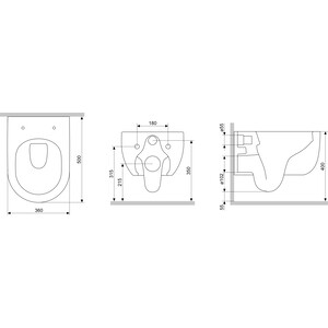 Комплект унитаза Damixa Scandinavian Pure с инсталляцией Grohe, сиденье микролифт (DX36C1701SC, 38772001)