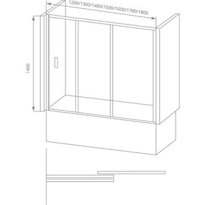 Шторка для ванны Good Door Screen WTW 130х140 матовая Grape, хром (WTW-130-G-CH)