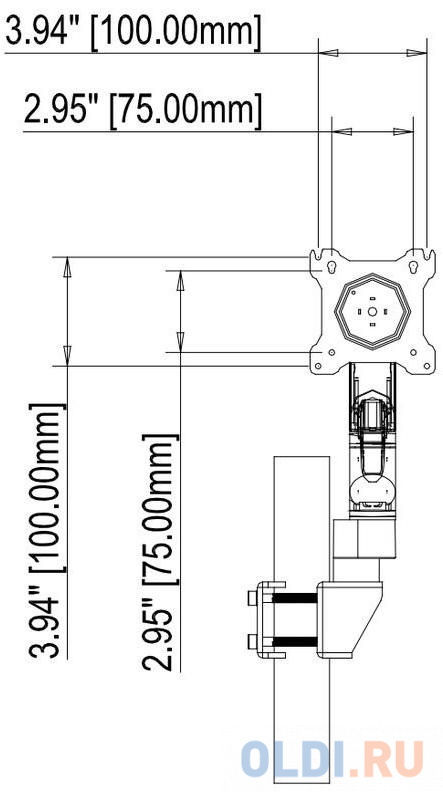 [DSA22P] Настольное крепление Wize DSA22P для двух дисплеев 10"- 32", VESA 75x75, 100x100 мм, нагрузка на один дисплей 11 кг, наклон +15°/-5