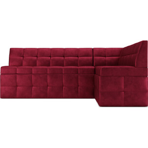 Кухонный диван Mebel Ars Атлантис правый угол (бархат красный STAR VELVET 3 DARK RED) 212х84х135 см