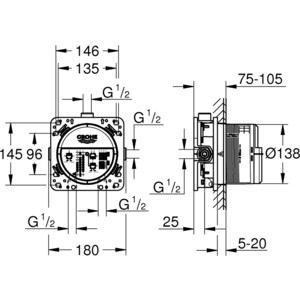 Смеситель для душа Grohe SmartControl Mixer с механизмом (29144000, 35600000)