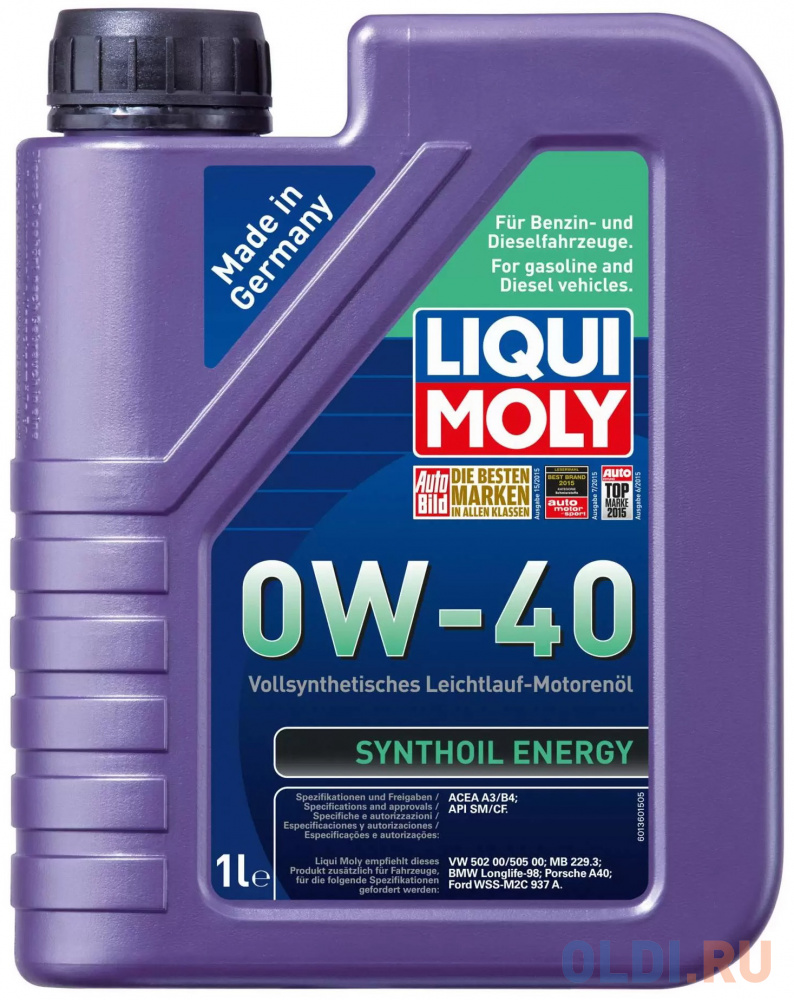 9514 LiquiMoly Синт. мот.масло Synthoil Energy 0W-40 SN A3/B4 (1л) в Москвe