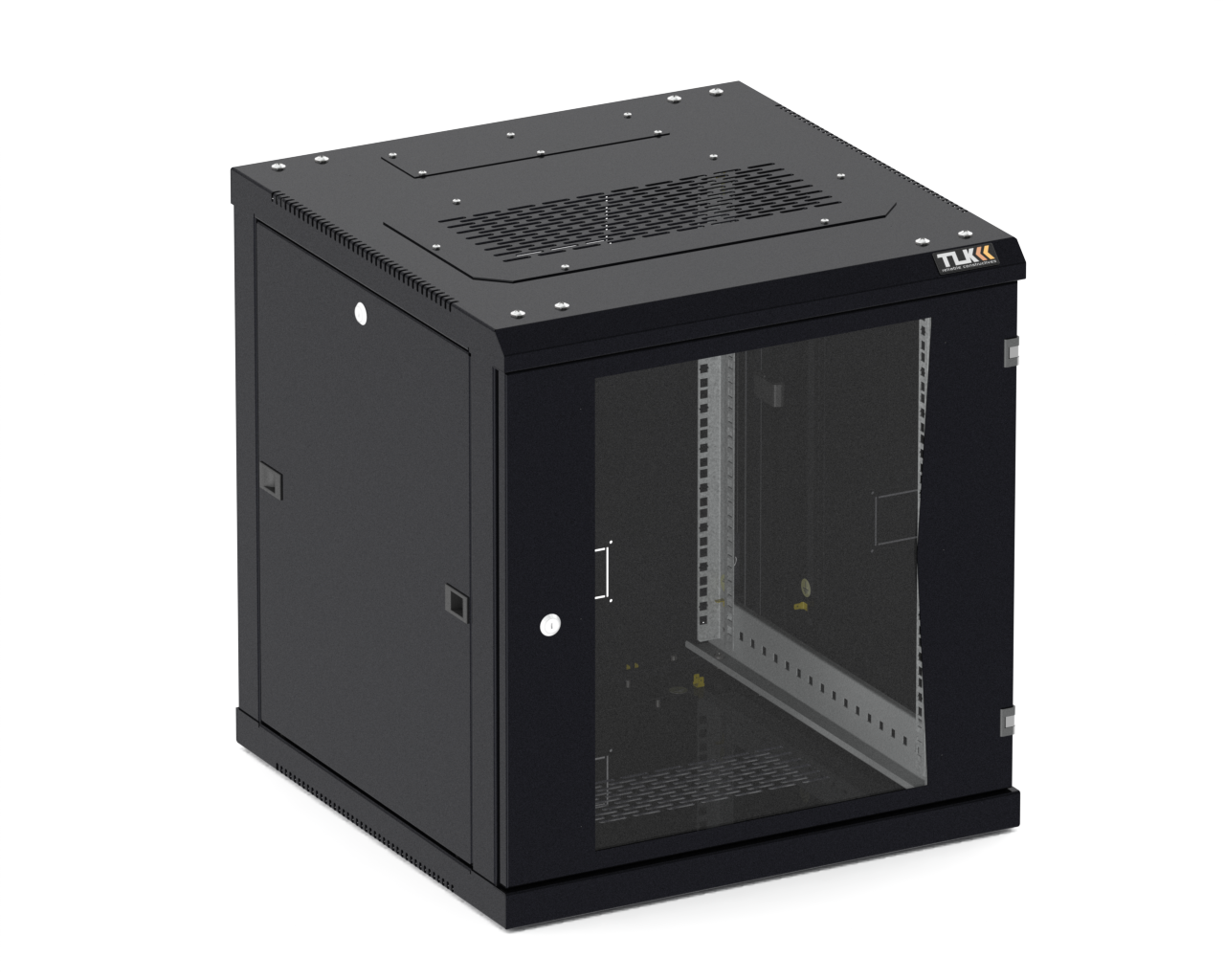 Шкаф телекоммуникационный настенный 9U 600x450 мм, стекло/металл, черный, разборный, TLK TWC (TWC-096045-R-G-BK)