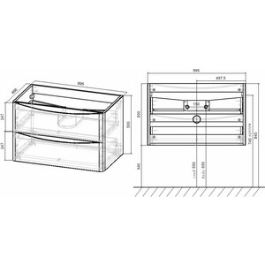 Тумба с раковиной Vincea Paola 100 дуб V.Oak (VMC-2P100VO, VCB-2VP1000W) в Москвe