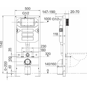 Инсталляция для унитаза Ceramica Nova Envision с кнопкой смыва Round белая (CN1001W)