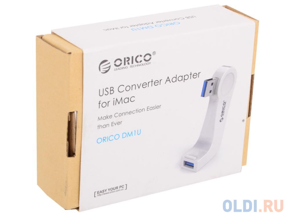 Концентратор USB Orico DM1U-WH 1 порт USB 3.0 белый