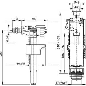 Выпускной комплект AlcaPlast 3/8''со стоп кнопкой (SA2000SK 3/8'' CHROM) в Москвe