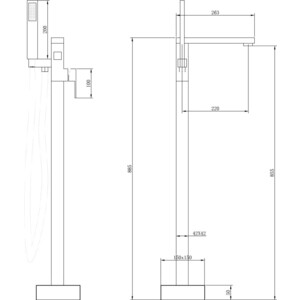 Смеситель для ванны Abber Daheim напольный, черный матовый (AF8215B) в Москвe