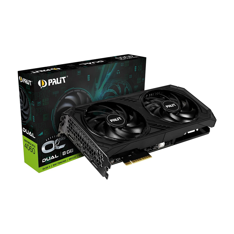 Видеокарта Palit nVidia GeForce RTX 4060 DUAL OC 8G 1830Mhz PCI-E 8192Mb 17000Mhz 128 bit HDMI 3xDP NE64060T19P1-1070D в Москвe