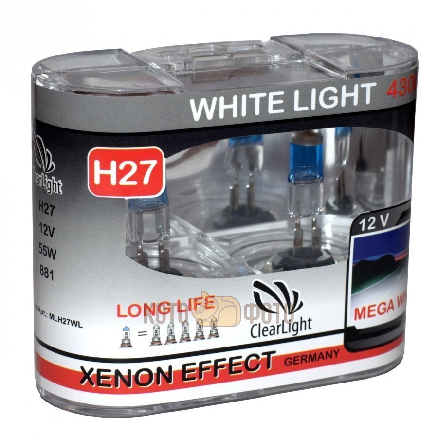 Комплект ламп Clearlight H27 12V-55W WhiteLight (2 шт.) MLH27WL в Москвe