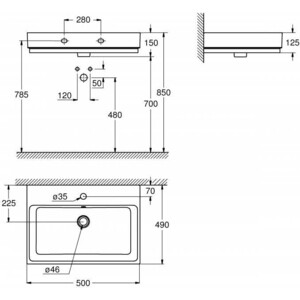 Раковина Grohe Cube Ceramic PureGuard 50х49 (3947400H)