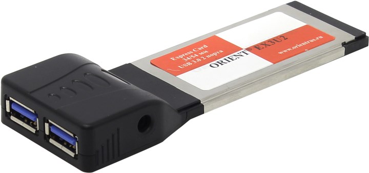 Контроллер USB 3.0 Orient EX3U2, внешние порты: 2xUSB 3.0, ExpressCard, OEM