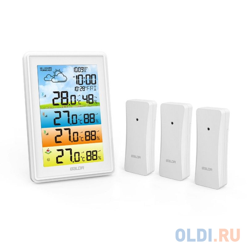 BALDR BB0360WST4H4PR-WHITE беспроводная метеостанция с тремя внешними датчиками, белый в Москвe