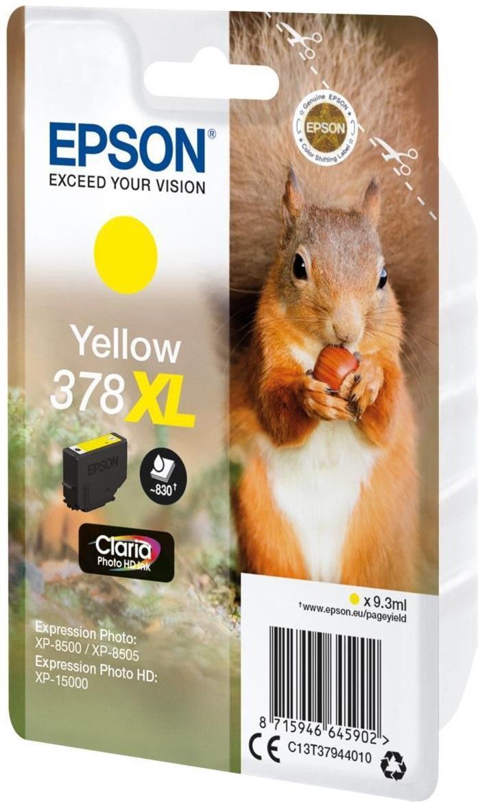 Картридж струйный Epson 378XL (C13T37944010/C13T37944020), желтый, оригинальный, ресурс 830 страниц для Expression Photo HD XP-15000