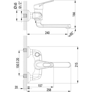 Смеситель для ванны Lemark Luna (LM4114C)