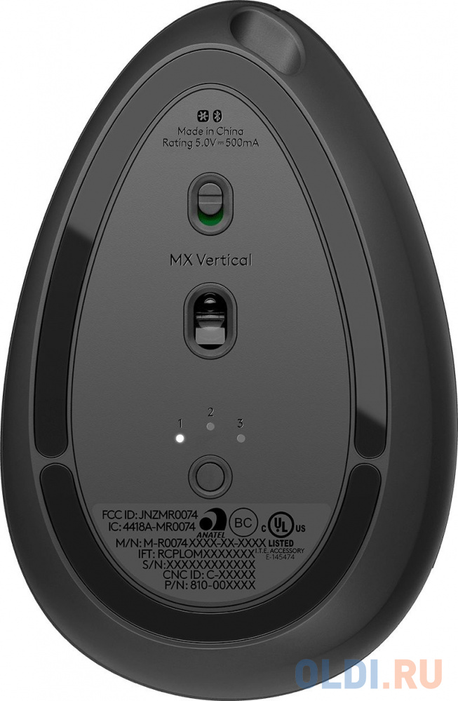 Мышь Logitech MX Vertical черный/серебристый оптическая (4000dpi) беспроводная BT/Radio USB (4but)