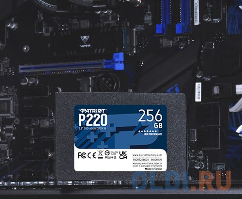 Твердотельный накопитель SSD 2.5" Patriot 256GB P220 <P220S256G25> (SATA3, up to 550/490Mbs, 120TBW, 7mm)