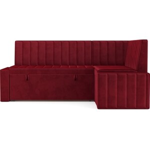 Кухонный угловой диван Mebel Ars Вермут (Бархат красный STAR VELVET 3 DARK RED) 191х83х121 см (M11-24-1)