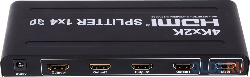 Разветвитель HDMI 4K Splitter Orient HSP0104H , 1->4, HDMI 1.4b/3D, UHDTV 4K(3840x2160)/HDTV1080p/1080i/720p, HDCP1.2, внешний БП 5В/1.5A, метал.ко в Москвe