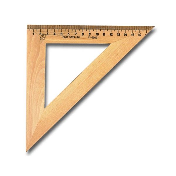 Треугольник деревянный, угол 45, 18 см, УЧД, С15, (10 шт.)