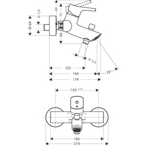 Смеситель для ванны Hansgrohe Talis S хром (72400000) в Москвe