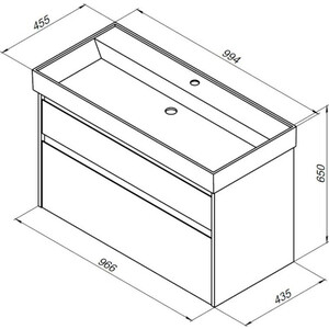 Тумба с раковиной Aquanet Nova Lite 100 два ящика, дуб рошелье (249941, 199206)