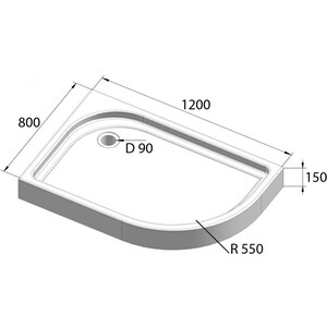 Душевой поддон BelBagno 120х80 левый (TRAY-BB-RH-120/80-550-15-W-L)