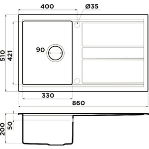 Кухонная мойка Omoikiri Kitagawa 86-GR leningrad grey (4993807)