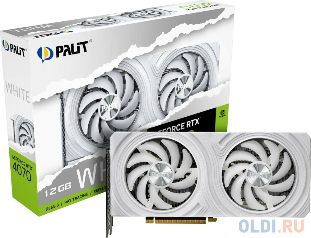 Видеокарта Palit PCI-E 4.0 RTX4070 DUAL WHITE NVIDIA GeForce RTX 4070 12Gb 192bit GDDR6X 1920/21000 HDMIx1 DPx3 HDCP Ret