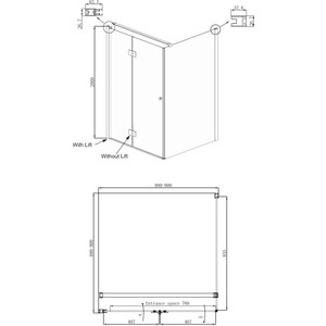 Душевой уголок Ambassador Diamond 90x90 левый, с поддоном, прозрачный, хром (12011105L, ЛП00183)