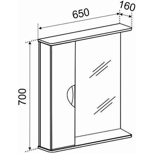 Зеркало-шкаф Emmy Милли 65х70 универсальный, белый (mel65unbel)