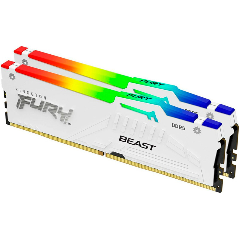 Модуль памяти Kingston Fury Beast White RGB DDR5 DIMM 6000MHz PC-48000 CL40 - 32Gb (2х16Gb) KF560C40BWAK2-32