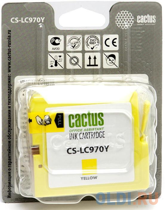 Картридж струйный Cactus CS-LC970Y желтый для Brother MFC-260c/235c/DCP-150c/135c (20мл)