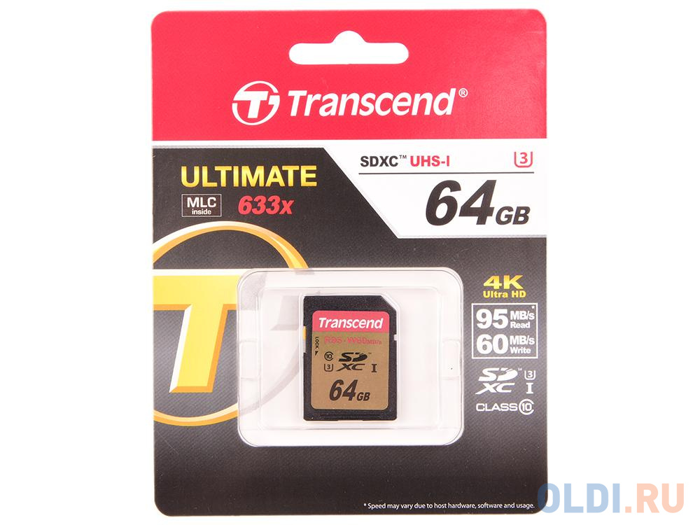 Карта памяти SDXC 64GB Class 10 Transcend TS64GSDU3