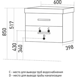 Тумба под раковину Mixline Стив 57х45 белая (4640030869145) в Москвe