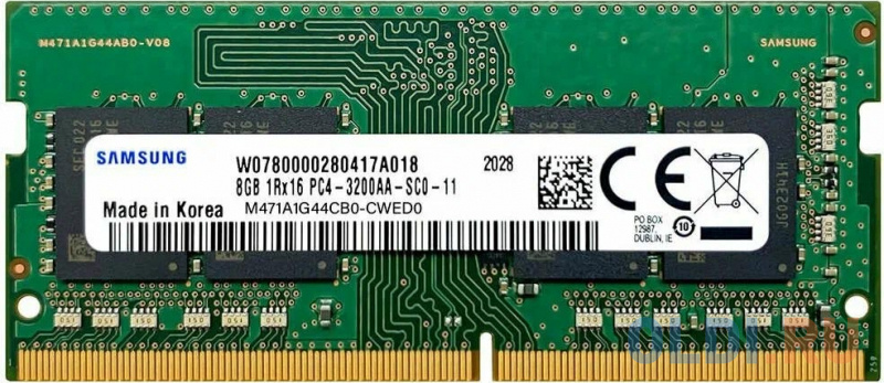 Память оперативная/ Samsung DDR4 8GB UNB SODIMM 3200 1Rx16, 1.2V в Москвe