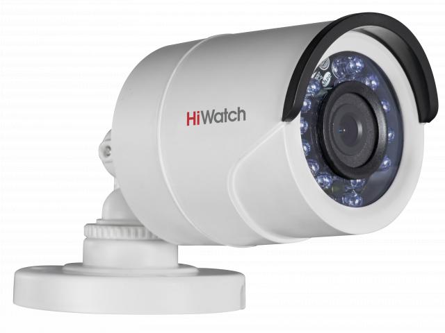 Камера HD-TVI HiWatch DS-T100 (3,6 мм) уличная, корпусная, 1 Мпикс, CMOS, до 25кадров/с, до 1296х732, ИК подсветка 20м, -40 - +60