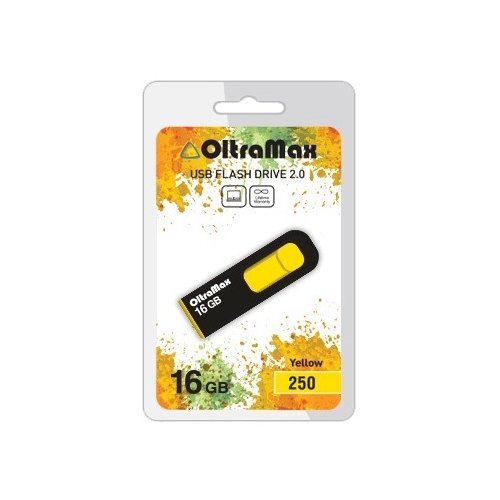 Флешка 16Gb USB 2.0 OltraMax 250, черный/желтый (OM-16GB-250-Yellow)