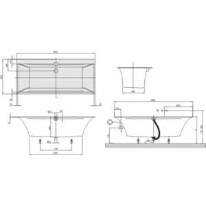 Ванна квариловая Villeroy Boch Squaro Edge 12 180x80 см белая с ножками и слив-переливом хром (UBQ180SQE2DV-01) в Москвe