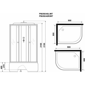 Душевая кабина Niagara Promo P90/80/40L/MT 90х80х215 левая