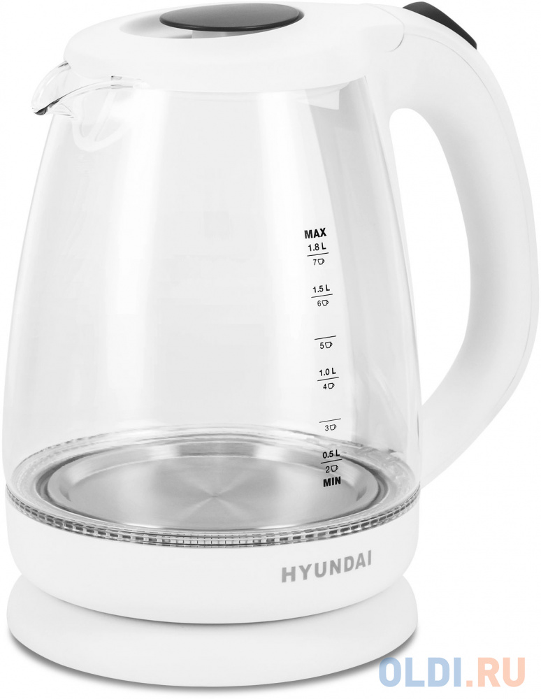 Чайник электрический Hyundai HYK-G2001, 2200Вт, белый и серый