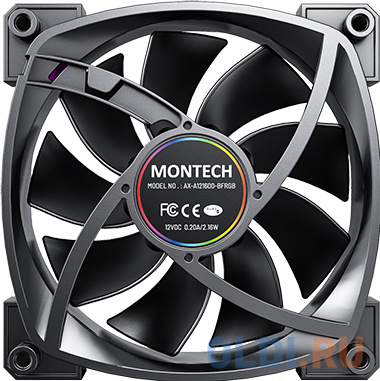 Вентилятор для корпуса Montech AX120 ARGB 120х120x25 черный 4-pin 27дБ (упак.:3шт) (AX120 PWM BLACK 3 IN 1) Ret