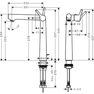 Смеситель для раковины Hansgrohe Talis S высокий, с донным клапаном, хром (72115000) в Москвe