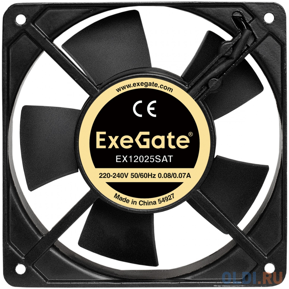 Exegate EX289016RUS Вентилятор 220В ExeGate EX12025SAT (120x120x25 мм, Sleeve bearing (подшипник скольжения), клеммы, 2100RPM, 32dBA)